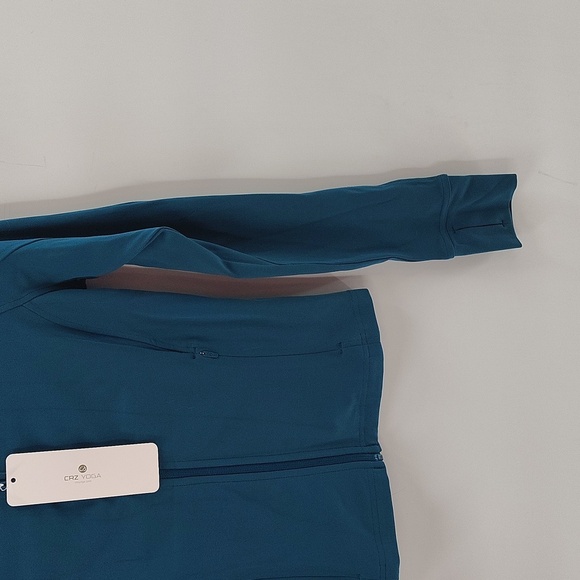 CRZ YOGA Zip Up Cropped Jacket Green Jade Size Small NWT Long Sleeve - Picture 3 of 9